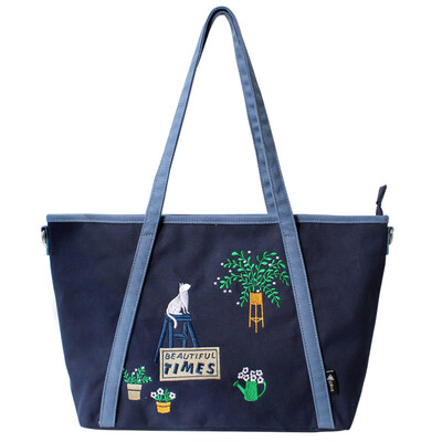 

Flower princess beautiful time embroidery art fresh Messenger bag shoulder canvas bag 1611DX005 blue