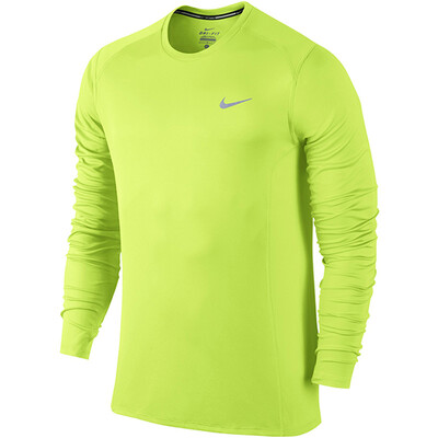 

Nike NIKE мужская рубашка с длинными рукавами, спортивная одежда удобная сухая отражающая ночная съемка 683571 702 флуоресцентный цвет L