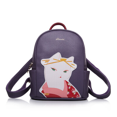 

Thousands of cents QIANBH new Korean version of the shoulder bag original print backpack casual bag Gui honey shoulder small backpack 01 1537-2 23 purple