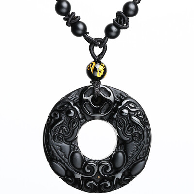 

Cinderella obsidian brave pendant male&female double skin fur skin Hugh safety buckle ornaments pendant necklace pendant black men&women with the paragraph
