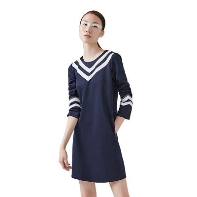 

Начало TOYOUTH V Ошейник Цвет сшивание с длинным рукавом платье 8632412017 Po Blue XL