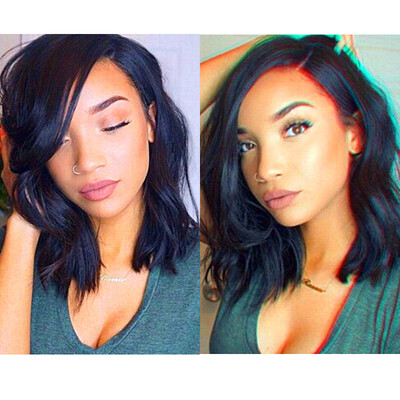 

NLW Brazilian virgin human hair Full lace wigs Natural wave Bob cut Glueless wigs for black women
