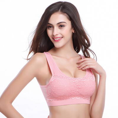 

Yu Zhaolin no trace no steel lace sports bra sleep comfort no tie Bra underwear underwear yoga running vest style bra  pink