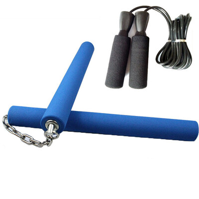 

Deweyer safety sponge nunchaku novice practice teaching twisted sticks children&women soil practice safety foam two knuckles children type blue send rope skipping