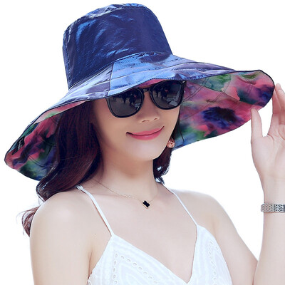 

[Jingdong supermarket] Lan Shiyu M0280 summer sun hat female big along the sun hat double sunscreen beach cap bright pink