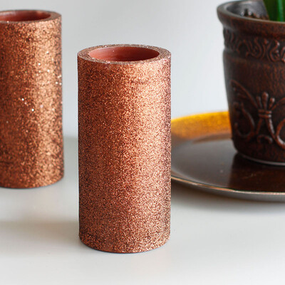 

simplux Batter Power Glitter Flameless LED Pillar Candle with Timer, 3 x 6", Coffee