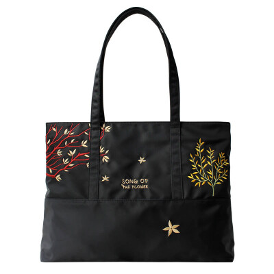 

Flower princess flower song original design shoulder shoulder nylon handbags 1609DH001 black