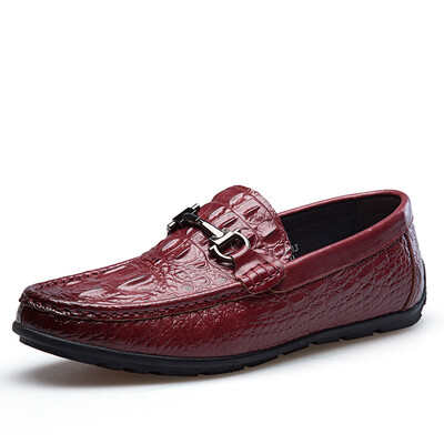 

Playboy (PLAYBOY) Мужская классическая деловая повседневная кожаная обувь Crocodile Velcro Shoes Повседневная обувь для горошек Мужская обувь Wine Red 41