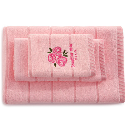 

【Jingdong Supermarket】 Sanli cotton embroidery rose fragrance scarf / towel / bath towel gift box three-piece rice white