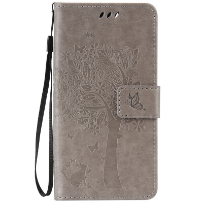 

Gray Tree Design PU Leather Flip Cover Wallet Card Holder Case for WIKO LENNY 3