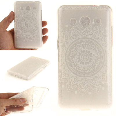 

White mandala Pattern Soft Thin TPU Rubber Silicone Gel Case Cover for SAMSUNG GALAXY Core 2G355H