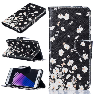 

Small white flowers Design PU Leather Flip Cover Wallet Card Holder Case for SAMSUNG GALAXY Note 7