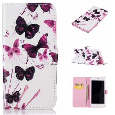 

painting butterfly Design PU Leather Flip Cover Wallet Card Holder Case for IPHONE 7 Plus 5.5 inch