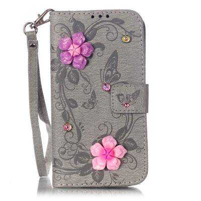 

Gray Butterfly PU Leather Flip Cover Wallet Card Holder Case for LG K7