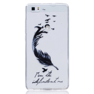 

Black feathers Pattern Soft Thin TPU Rubber Silicone Gel Case Cover for HUAWEI P8 Lite