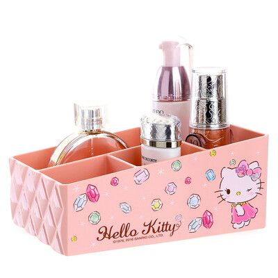 

Jingdong supermarket] HELLO KITTY creative desktop cosmetics storage box diamond pattern makeup desktop finishing box KT1828
