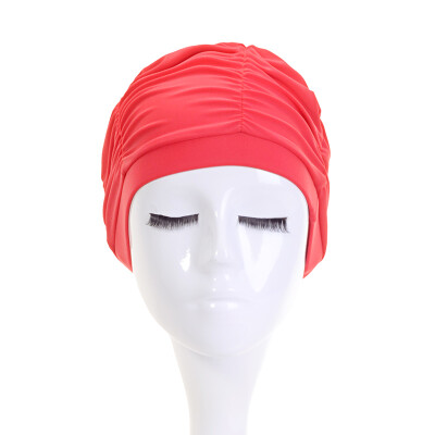 

Sanqi (SANQI) new swimming hat cloth Ms. section of the long hair long ears comfortable fashion adult equipment hot spring 88800 pink