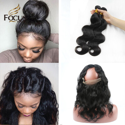 

Pre Plucked 360 Lace Frontal With Bundles 8A Unprocessed Brazilian Virgin Hair Body Wave Lace Frontal Closure With Baby Hair