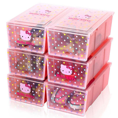 

HELLO KITTY men and women shoes box drawer dustproof shoe box thick transparent 6 sets KT1642