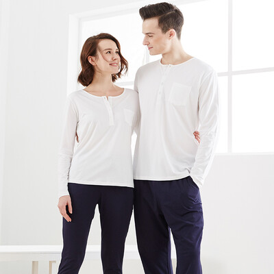 

Small nurse pajamas home service men&women Modal cotton couple pajamas home service suit XAT028 comfortable breathable female - white possession of green L 170100