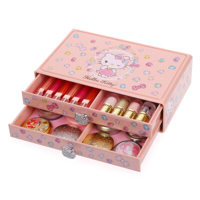 

HELLO KITTY cosmetics storage box birthday gift female Valentine&39s Day gift to send girls with metal handle KT1261 double-layer flat large cherry blossom