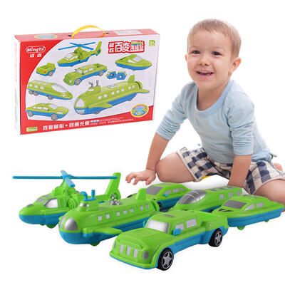 

Ming Ting (MING TA) magnetic Variety sea and air car train aircraft ship magnetism fight pieces of wood magnetic assembly puzzle children's toys 6 sets