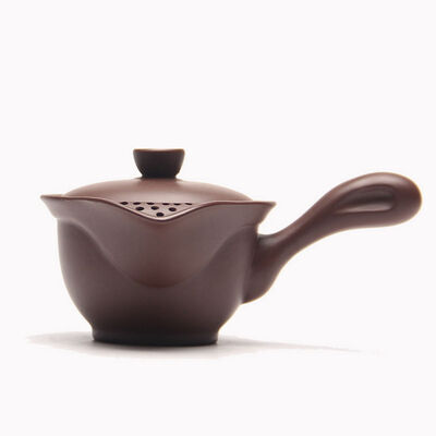 

Yixing Zisha Clay Brown Side Handle Gaiwan Shaped Teapot with Filter 150ml 5oz