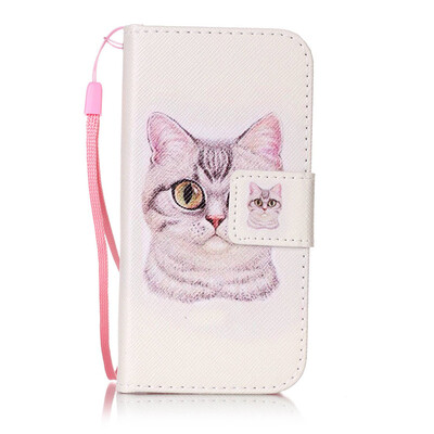 

Короткие волосы Cat Дизайн PU кожа флип Обложка Кошелек Карты Держатель чехол для Apple iPhone SE
