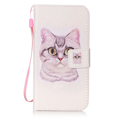 

Short Hair Cat Design PU Leather Flip Cover Wallet Card Holder Case for Samsung Galaxy J3（2016）/J310