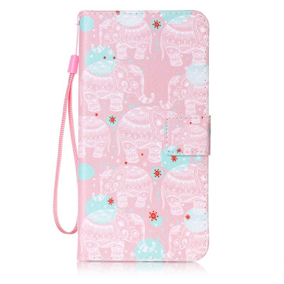 

Pink Elephant Design PU Leather Flip Cover Wallet Card Holder Case for Apple iPhone 6S Plus