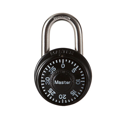 

Мастера MasterLock Turntable Небольшой замок для замка Гимназия Дверная панель Padlock 1533MCND Черный