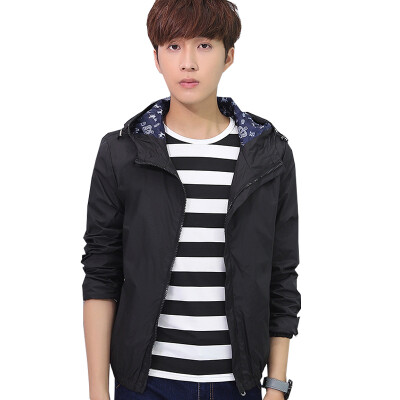 

GEEDO Jacket Spring Men's Thin Hooded Jacket 8606 Black