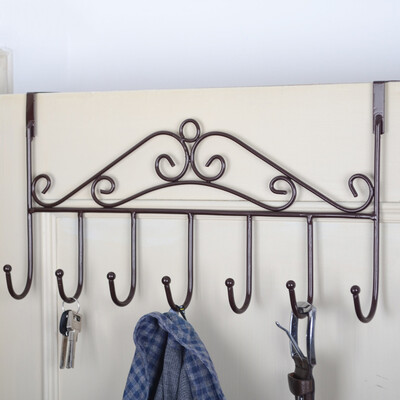 

door no nails no trace hook hanger coat rack 7 hooks monochrome 4 packs of bronze