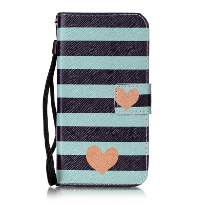 

Blue Stripes Design PU Leather Flip Cover Wallet Card Holder Case for Samsung Galaxy J5