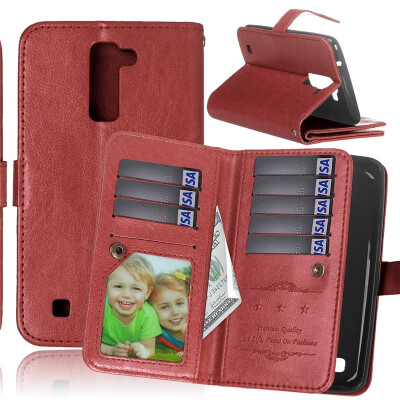 

Brown Style Classic Flip Cover with Stand Function and Credit Card Slot for LG K10