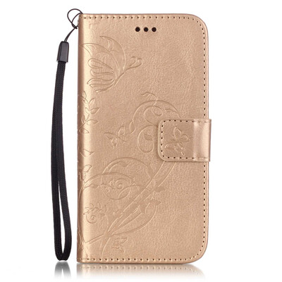 

Gold Flower Design PU Leather Flip Cover Wallet Card Holder Case for IPOD TOUCH 5 6