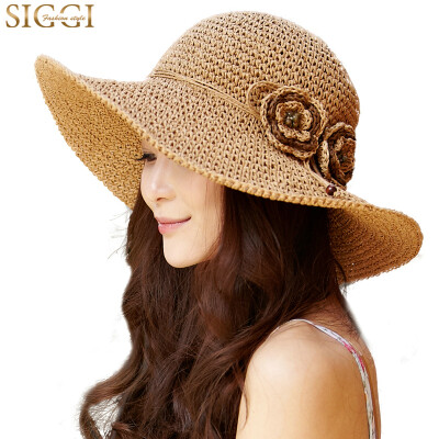 

Jingdong Supermarket Siggi CM67075 hat female summer Korean tide weave straw hat sun hat big along the sun hat summer beach hat beige 57CM