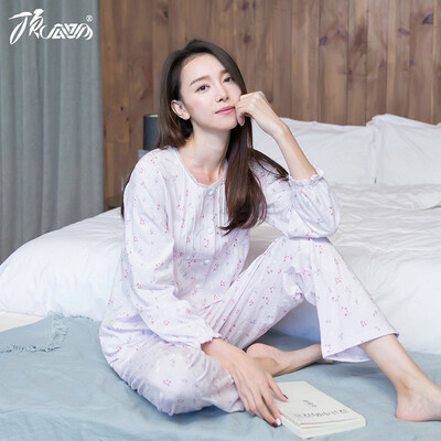 

Топ дыни папайи пижамы чистый хлопок свежий круглый шею домашний костюм одежды 2017 осень новый t80105 светло-фиолетовый 160