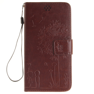 

Brown Lovers and Dandelion Style Embossing Classic Flip Cover with Stand Function and Credit Card Slot for Lenovo S850