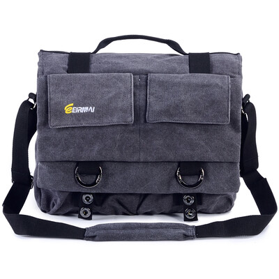 

Rimma EIRMAI EMB-SS05 L Shoulder Diagonal Canvas Photography Package SLR Digital Camera Bag 60D Professional SLR Charcoal Black