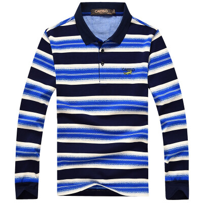 

CARTELO Men's T Shirt Long Sleeve Stripe Turn Down Neck Joint Shirt