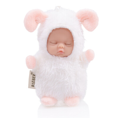 

Bibo BIEBER mini super-sprinkle small ornaments series sleep dolls to appease dolls plush doll doll simulation baby to appease toys high 10CM sheep sheep white