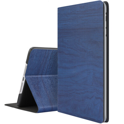 

BIAZE Apple iPad Mini2 31 protective cover shell light&drop intelligent sleep three fold leather case wood series PB20-deep sea blue