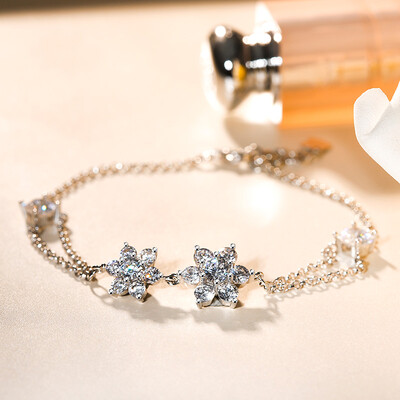 

Yinman S925 silver snowflake modeling fashion simple bracelet female wild first jewelry Valentine&39s Day gift birthday to send his girlfriend wife jewelry cute as you white girlfriend Valentine&39s Day birthday gift