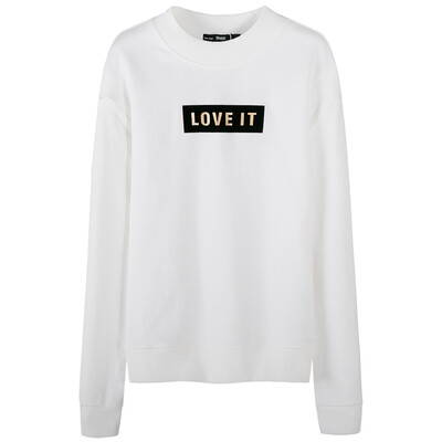 

Semir Women&39s round necklace head flocking loose long-sleeved T-shirt sweater 12316160061 this white XL
