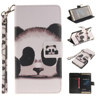 

Panda Дизайн Кожа PU откидная крышка бумажника карты держатель чехол для HUAWEI P9