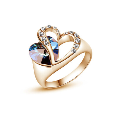 

Yoursfs® alliance Gold 585 Blue Heart Stone Promise Ring Rose Gold Plated Created Sapphire Turkish Jewelry Wedding Engagement Ring