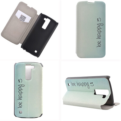 

Butterfly Smile Design PU Leather Flip Cover Wallet Card Holder Case for LG K8