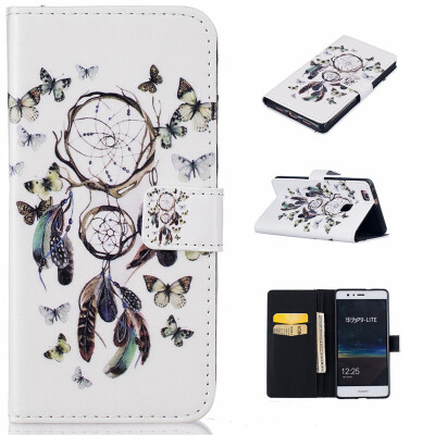 

Butterfly chimes Design PU Leather Flip Cover Wallet Card Holder Case for HUAWEI P9 Lite