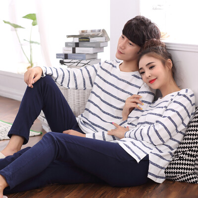 

Arctic cashmere pajamas male autumn cotton round neck couple pajamas winter cotton home clothing suit 13470 blue XL